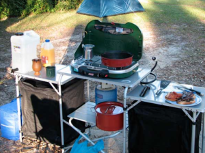 Portable Camping Kitchen Setup Ideas: Camping kitchen setup with the 3-station method